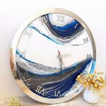 ساعت دیواری دست‌ساز با ترکیب رنگ آبی و نقره‌ای