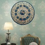 ساعت دیواری رزینی طرح سنتی و خطاطی اسلیمی