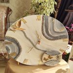 ساعت دیواری شیک ترکیب رزین کرم و طوسی و طلایی