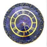 ساعت دیواری کریستالی بنفش و طلایی